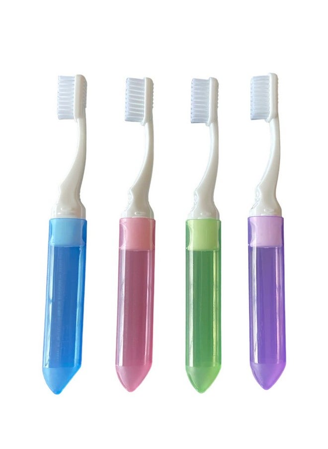 Ora-Zen 24 Packs Colourful Folding Toothbrush Bulk Portable Folding Travel Toothbrush with Containers for Travel Camping Business Trip