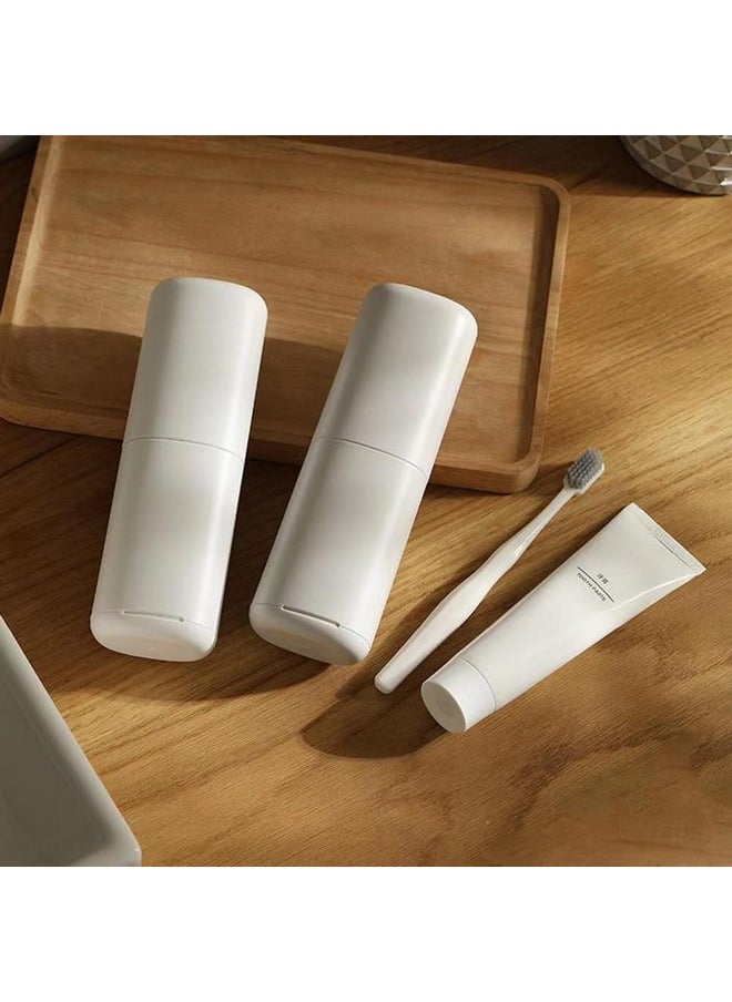 Toothbrush Case Travel Container Cups, Toothbrush Holder Kit with Cover, Portable Storage for Toothpaste and Toothbrush, Carrier for Students Camping Business Trip Bathroom Use
