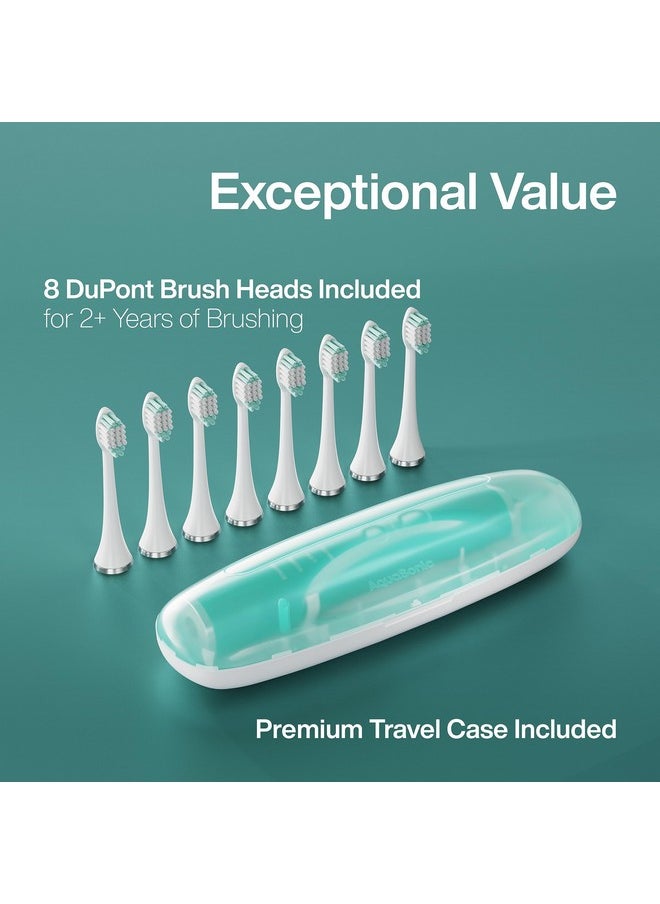 Aquasonic Vibe Series Ultra-Whitening Toothbrush - ADA Accepted Power Toothbrush - 8 Brush Heads & Travel Case - 40,000 VPM Motor & Wireless Charging - 4 Modes w Smart Timer - Mint Green Metallic