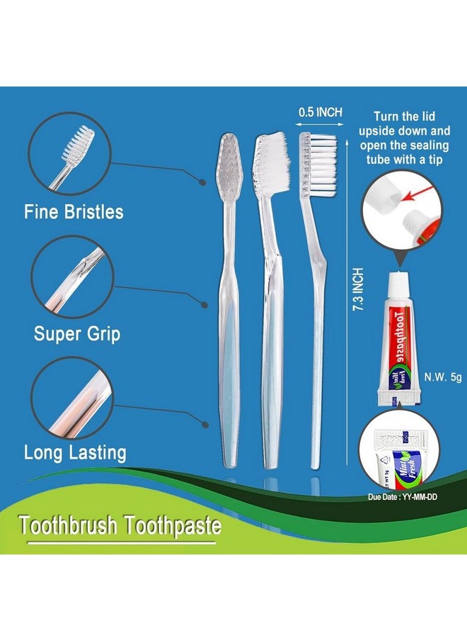 HQSLsund 30 Pack Disposable Toothbrushes with Toothpaste, Individually Wrapped Disposable Toothbrushes Bulk Toothbrushes Soft Bristle Manual Disposable Travel Toothbrush Kit