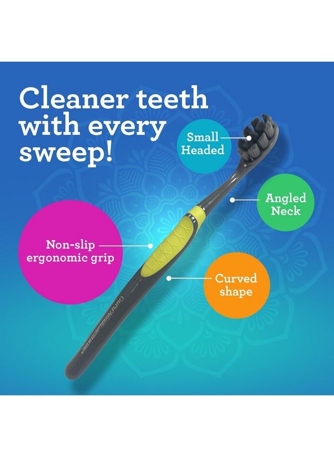 GuruNanda Butter on Gums Charcoal Toothbrush - 8000+ SoftexTM Bristles for Sensitive Teeth & Gums, Aids in Teeth Whitening, Extra Soft (6 Count)
