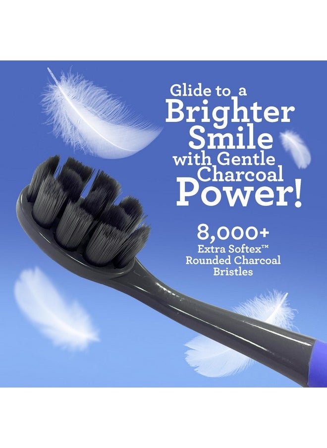GuruNanda Butter on Gums Charcoal Toothbrush - 8000+ SoftexTM Bristles for Sensitive Teeth & Gums, Aids in Teeth Whitening, Extra Soft (6 Count)