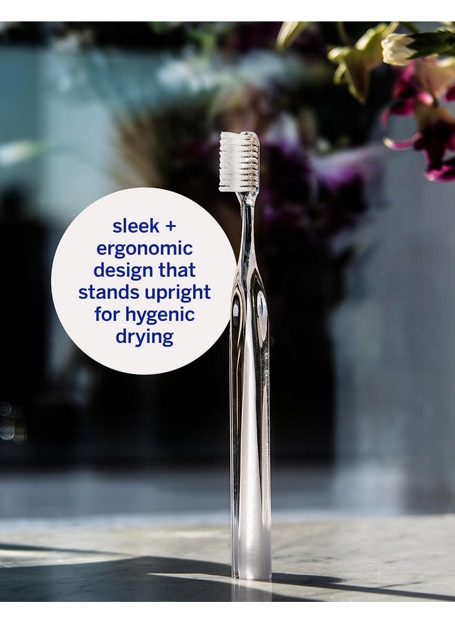 Supersmile Crystal Collection Toothbrush - Whitening Tooth Brush w/Ergonomic Handle - Patented 45° Soft Nylon Bristle Tooth Brushes for Adults & Children, White Coral