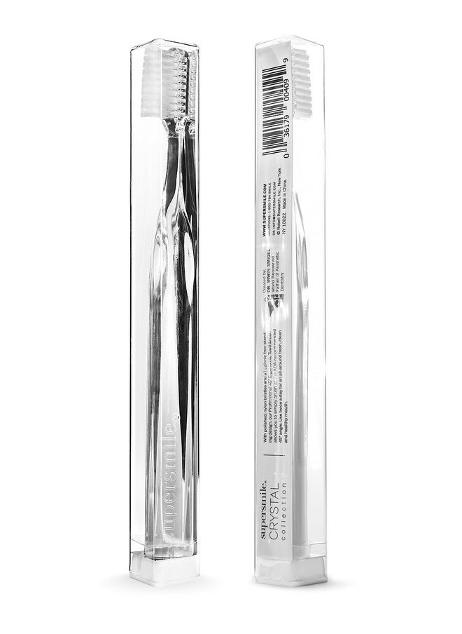 Supersmile Crystal Collection Toothbrush - Whitening Tooth Brush w/Ergonomic Handle - Patented 45° Soft Nylon Bristle Tooth Brushes for Adults & Children, White Coral