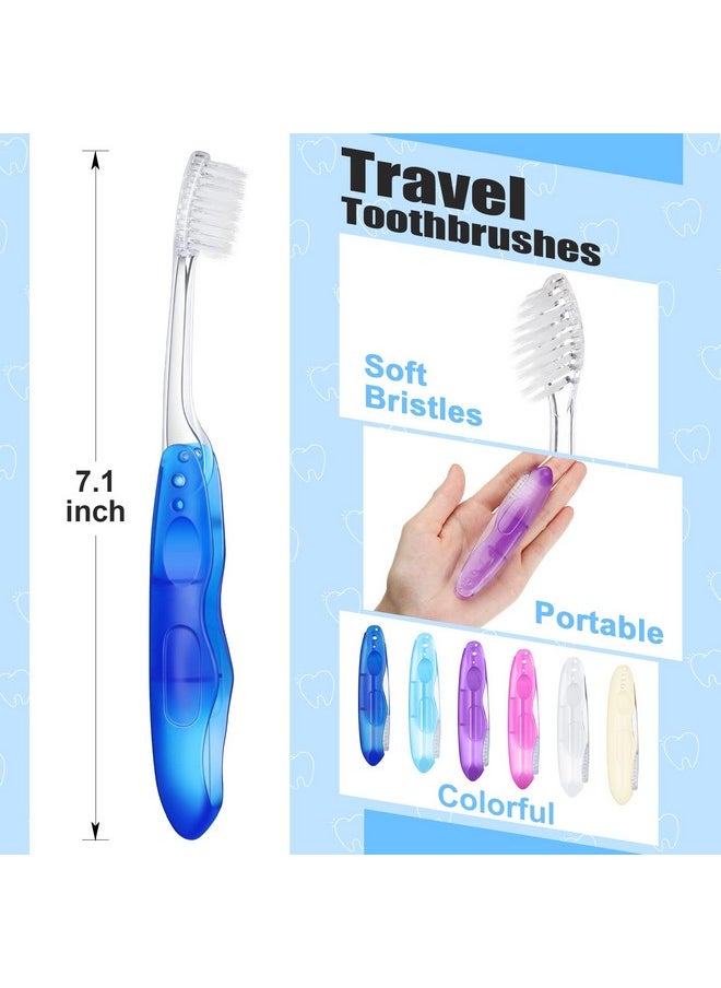 Nuogo 100 Pieces Travel Toothbrushes Folding Tooth Brush Portable Soft Collapsable Toothbrush Bulk for Kids Adult Camping Hiking Travel Supplies, 6 Colors