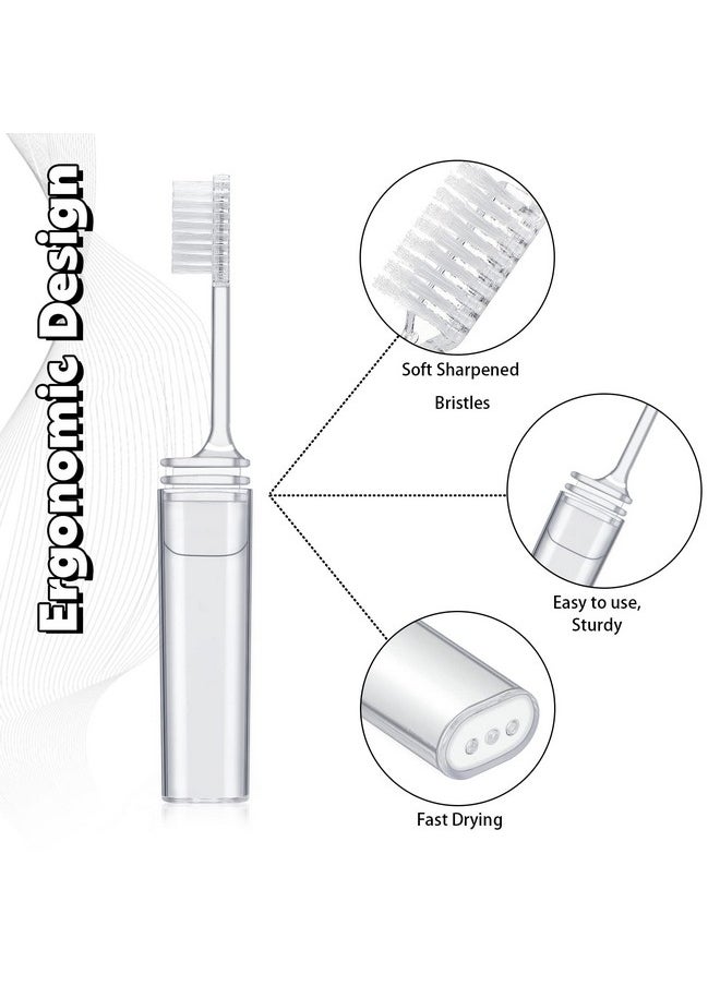 Rtteri 50 Pcs Travel Toothbrush Kit Bulk Folding Toothbrush with Toothbrush Cover Transparent Potable Travel Size Mini Toothbrush Small Foldable Manual Tooth Brushes for Adult Camping School