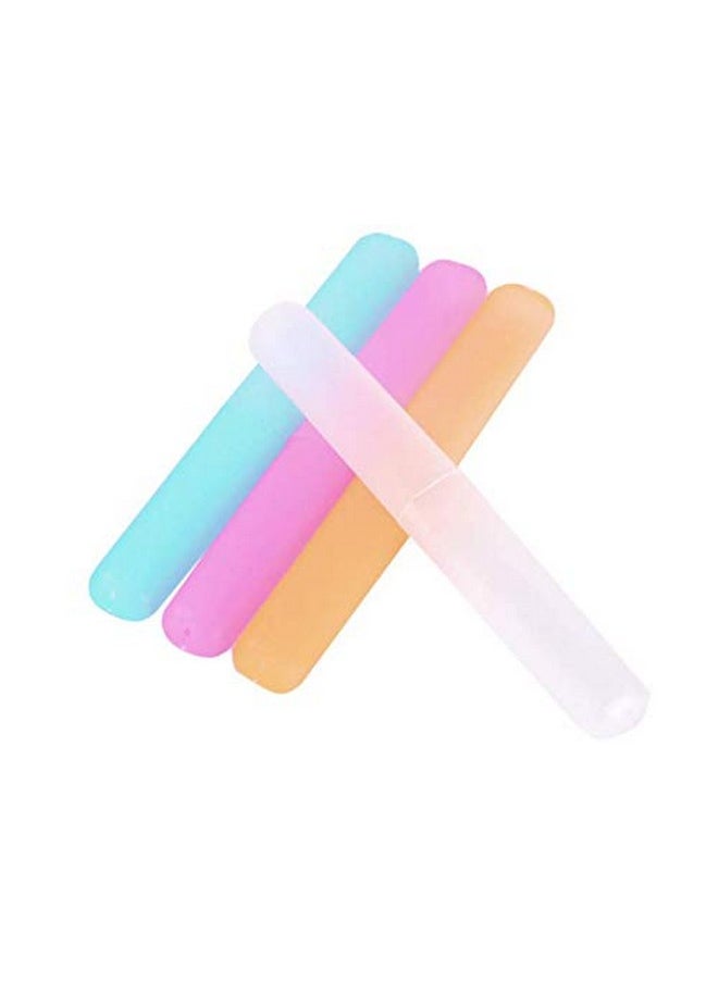 LASSUM 4 Pcs Colorful Plastic Toothbrush Case Portable Toothbrush Case Holder for Daily and Travel Use