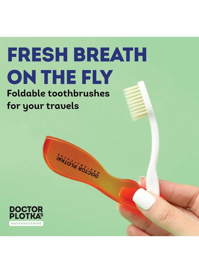 MOUTHWATCHERS Extra Soft Flossing Toothbrush, 1 Red Folding Travel Toothbrush for Adults, Ultra Clean, Good for Sensitive Teeth and Gums, by Dr. Plotka's