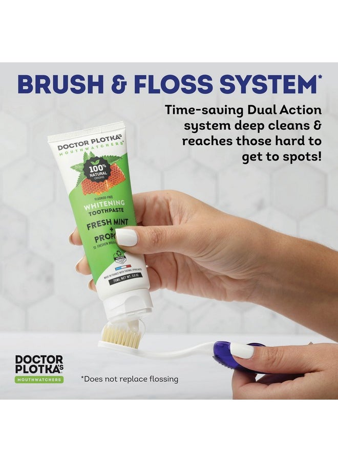 MOUTHWATCHERS Extra Soft Flossing Toothbrush, 1 Red Folding Travel Toothbrush for Adults, Ultra Clean, Good for Sensitive Teeth and Gums, by Dr. Plotka's