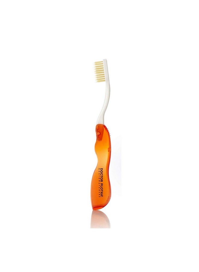 MOUTHWATCHERS Extra Soft Flossing Toothbrush, 1 Red Folding Travel Toothbrush for Adults, Ultra Clean, Good for Sensitive Teeth and Gums, by Dr. Plotka's
