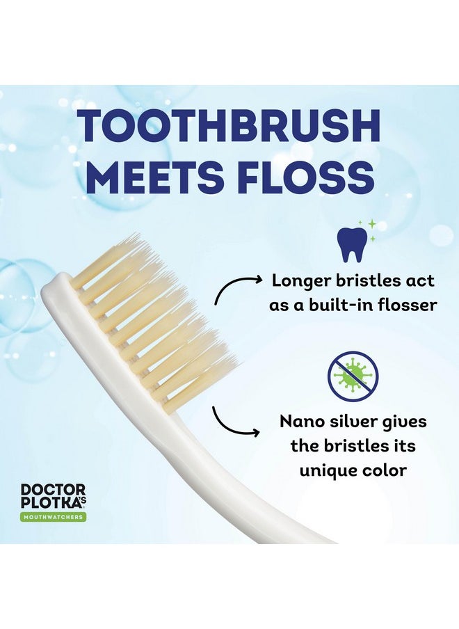 MOUTHWATCHERS Extra Soft Flossing Toothbrush, 1 Red Folding Travel Toothbrush for Adults, Ultra Clean, Good for Sensitive Teeth and Gums, by Dr. Plotka's