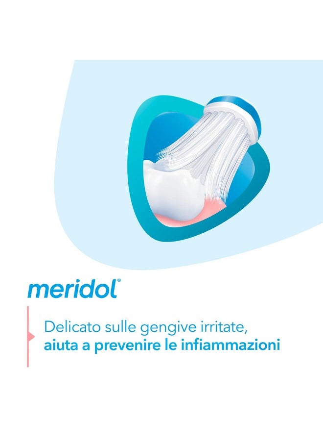 meridol Spazzolino Potezione Gengive 1 Confezione I Setole Morbide dalle estremità microfini e filamenti conici I Protegge dalle irritazioni gengivali I Manico ergonomico I Pulizia accurata e delicata