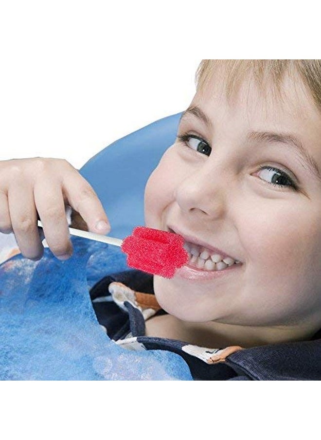 MUNKCARE Disposable Oral Foam Swab with Mint Flavored, Individually Wrapped, Red, Box of 50 Counts