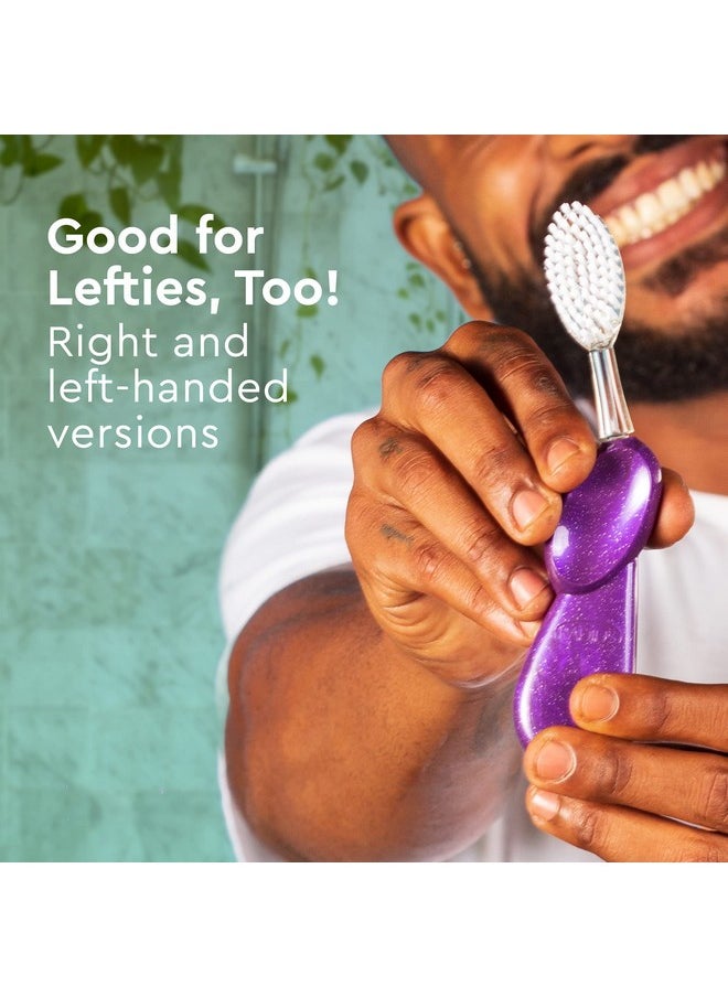 RADIUS Big Brush BPA Free & ADA Accepted Toothbrush Designed to Improve Gum Health & Reduce Gum Issues - Right Hand - Midnight Sky/Marble/Soda Pop Eco Grind - Pack of 3