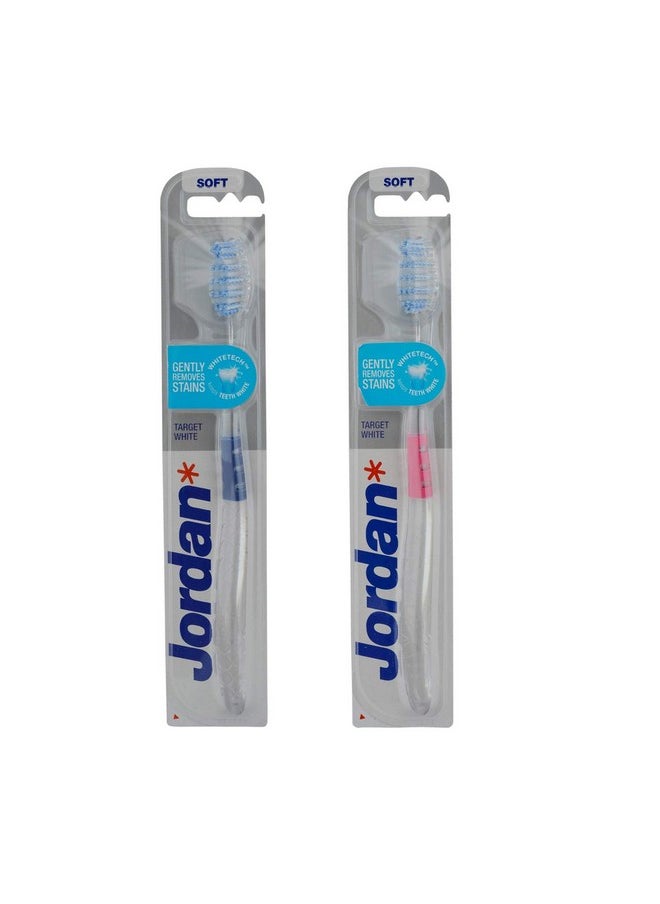 Jordan Target White Toothbrush Soft-Pack of 2 (Color May Vary)