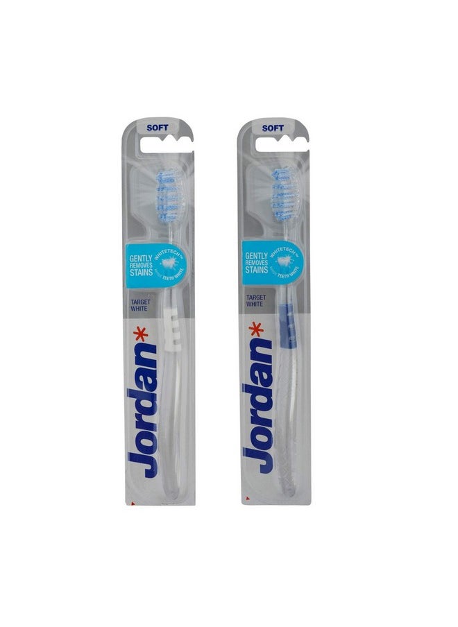 Jordan Target White Toothbrush Soft-Pack of 2 (Color May Vary)
