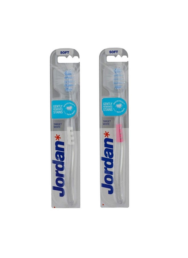 Jordan Target White Toothbrush Soft-Pack of 2 (Color May Vary)