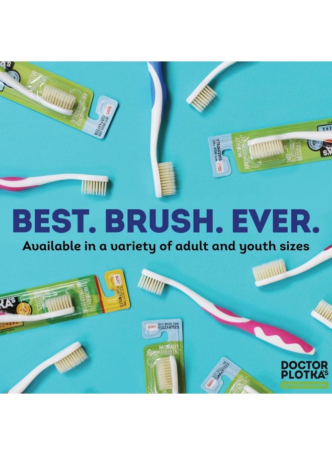 MOUTHWATCHERS Dr Plotkas Extra Soft Flossing Toothbrush Manual Soft Toothbrush for Adults, Ultra Clean Toothbrush, Good for Sensitive Teeth and Gums, Multicolor, 8 Pack