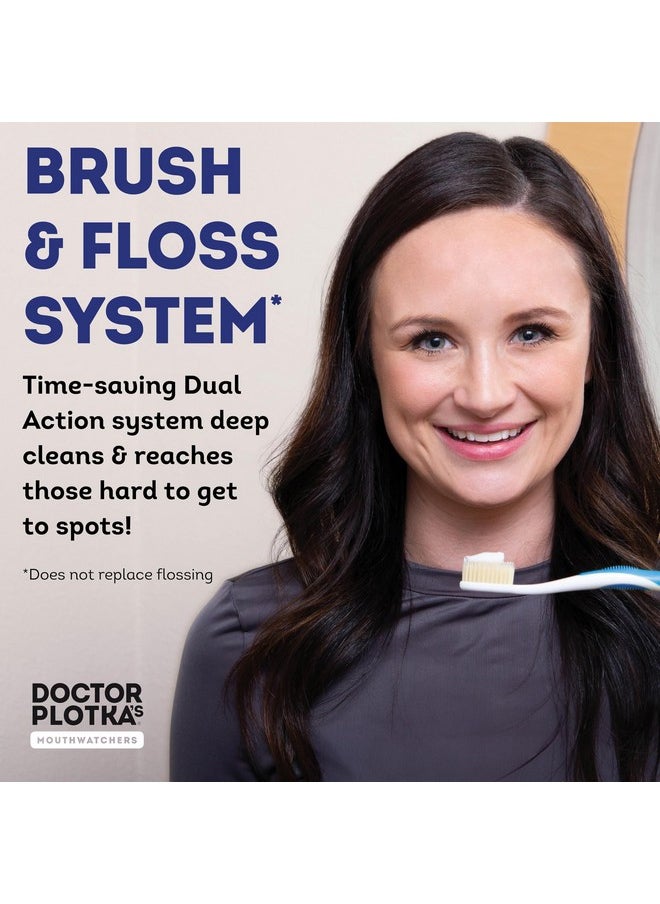 MOUTHWATCHERS Dr Plotkas Extra Soft Flossing Toothbrush Manual Soft Toothbrush for Adults, Ultra Clean Toothbrush, Good for Sensitive Teeth and Gums, Multicolor, 8 Pack