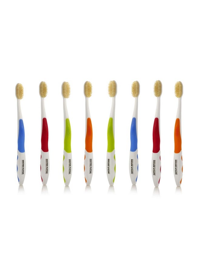 MOUTHWATCHERS Dr Plotkas Extra Soft Flossing Toothbrush Manual Soft Toothbrush for Adults, Ultra Clean Toothbrush, Good for Sensitive Teeth and Gums, Multicolor, 8 Pack