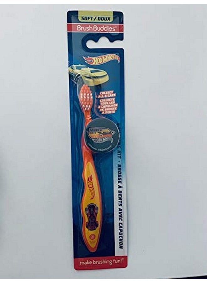 Brush Buddies Hot Wheels Toothbrush with Bristle Cover - Soft, Human Powered