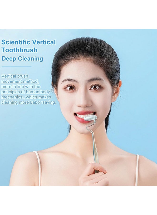 Yesimla 2PCS S-Shaped Toothbrush,Scientific Vertical Brush Comprehensive Care for Teeth and Gums,Soft Bristle Toothbrushes Deeply Clean Tongue and Teeth for Adults (Adults(Green+Pink))