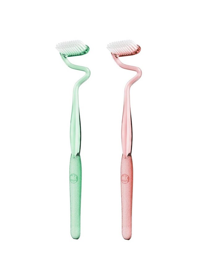 Yesimla 2PCS S-Shaped Toothbrush,Scientific Vertical Brush Comprehensive Care for Teeth and Gums,Soft Bristle Toothbrushes Deeply Clean Tongue and Teeth for Adults (Adults(Green+Pink))