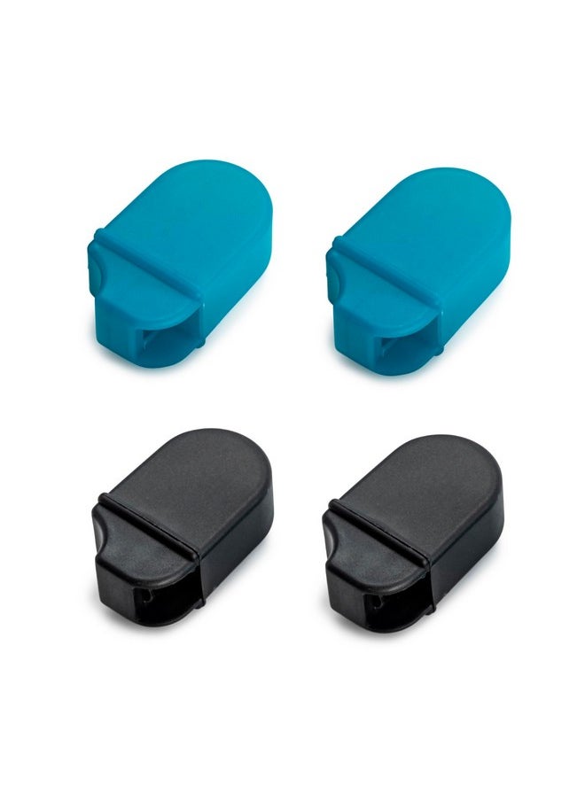Sprayco Travel Toothbrush Head Cover Protector for Toothbrushes with Microban, Blue & Black, 4-Pack