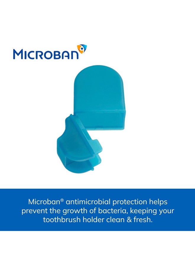 Sprayco Travel Toothbrush Head Cover Protector for Toothbrushes with Microban, Blue & Black, 4-Pack