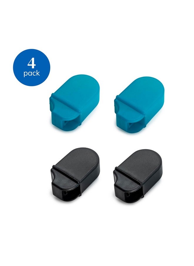Sprayco Travel Toothbrush Head Cover Protector for Toothbrushes with Microban, Blue & Black, 4-Pack