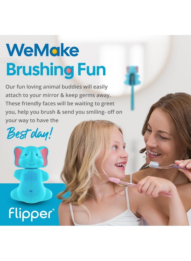 Flipper Fun Animal Turtle Toothbrush Cover - Kids Toothbrush Holder with Cover - Toothbrush Holders for Bathrooms - Suction Cup Toothbrush Holder