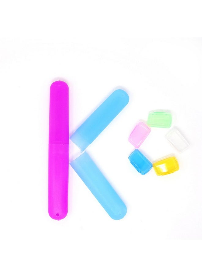Honbay 7PCS Plastic Dust-Proof Toothbrush Case Holder for Daily and Travel Use - 5 Toothbrush Head Covers as Gift, Random colors