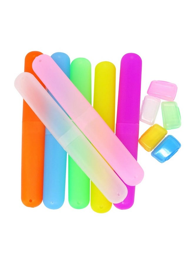 Honbay 7PCS Plastic Dust-Proof Toothbrush Case Holder for Daily and Travel Use - 5 Toothbrush Head Covers as Gift, Random colors