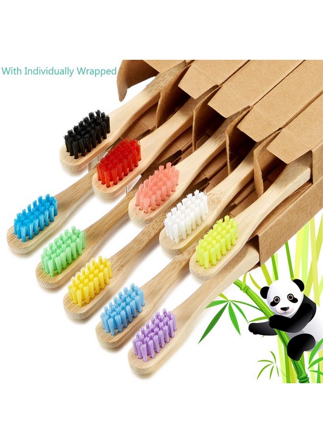 10 Pieces Kids Bamboo Toothbrush Natural Soft Bristle Toothbrush Wooden Toothbrushes Toddlers Adults Natural Wood Organic Toothbrush BPA-Free Color Travel(Kids)