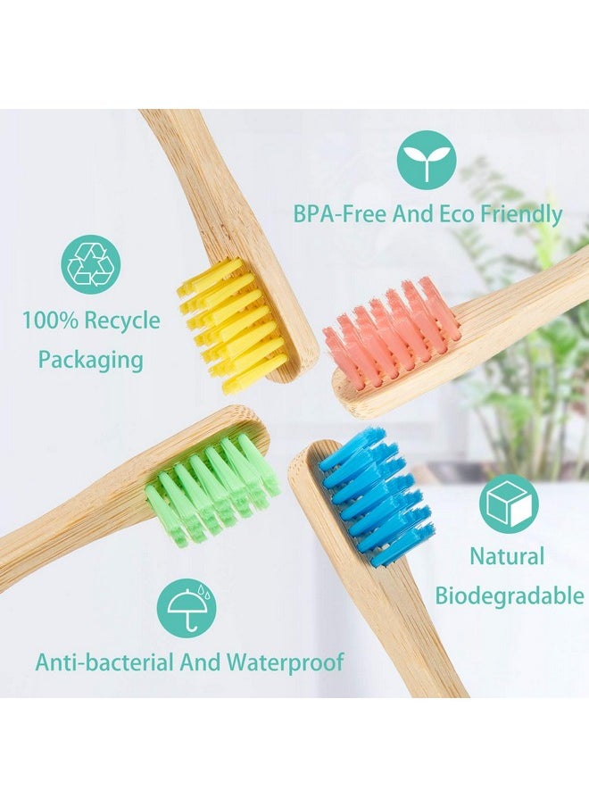 10 Pieces Kids Bamboo Toothbrush Natural Soft Bristle Toothbrush Wooden Toothbrushes Toddlers Adults Natural Wood Organic Toothbrush BPA-Free Color Travel(Kids)