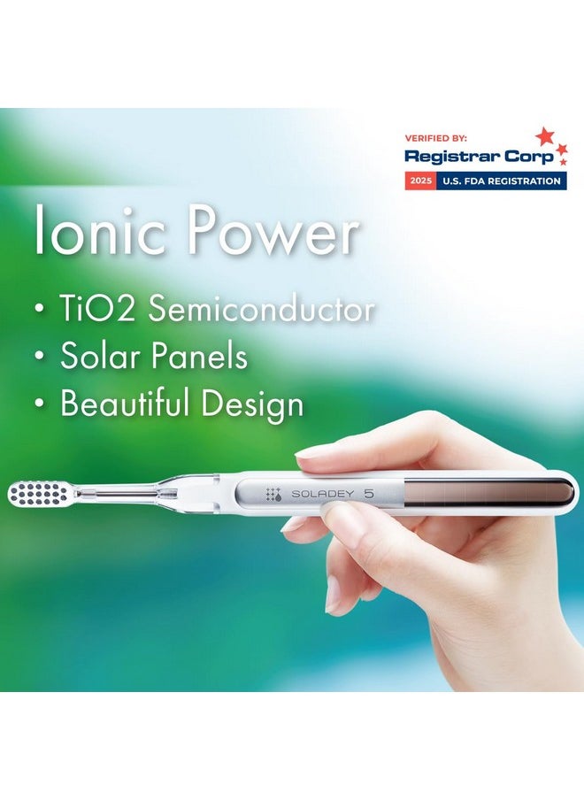 Soladey5 Ionic Toothbrush, Pink, Large Solar Panels and TiO2 Semiconductor, You can Brush Without Toothpaste