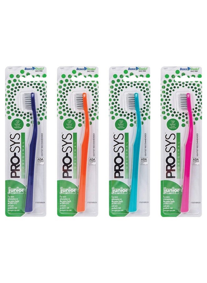 PRO-SYS® Kids Toothbrush (Colorful 4-Pack) - Made with Soft Dupont® bristles (Ages 8-12)
