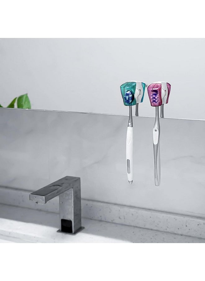 Linkidea Travel Toothbrush Head Covers with Suction Cup Portable Wall Mount Toothbrush Holder, Toothbrush Cap Case Box Convenient for Travel, Outdoor (3PCS)