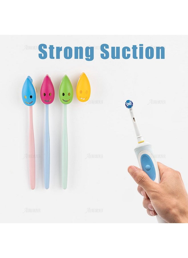 AUEAR, 8 Pack Happy Face Toothbrush Head Cover Cap with Suction Cup Cute Portable Protective Covers Case for Home Travel Outdoor Camping 4 Colors
