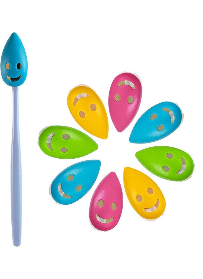 AUEAR, 8 Pack Happy Face Toothbrush Head Cover Cap with Suction Cup Cute Portable Protective Covers Case for Home Travel Outdoor Camping 4 Colors