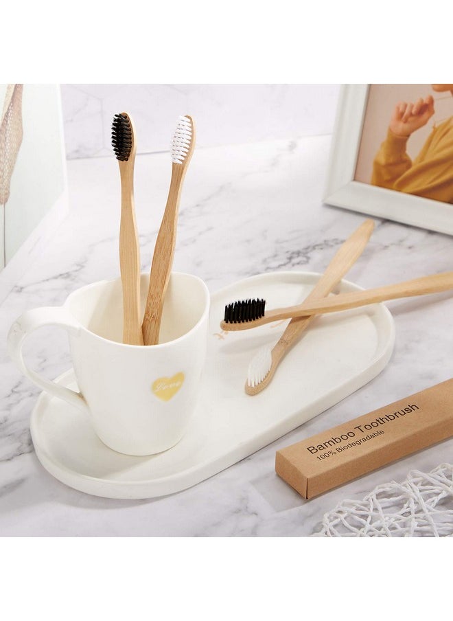 20 Pieces Bamboo Toothbrushes Reusable Charcoal Bamboo Toothbrush Natural Reusable Toothbrushes with BPA-free Soft Bristles and Natural Wooden Handle in Individually Packaged
