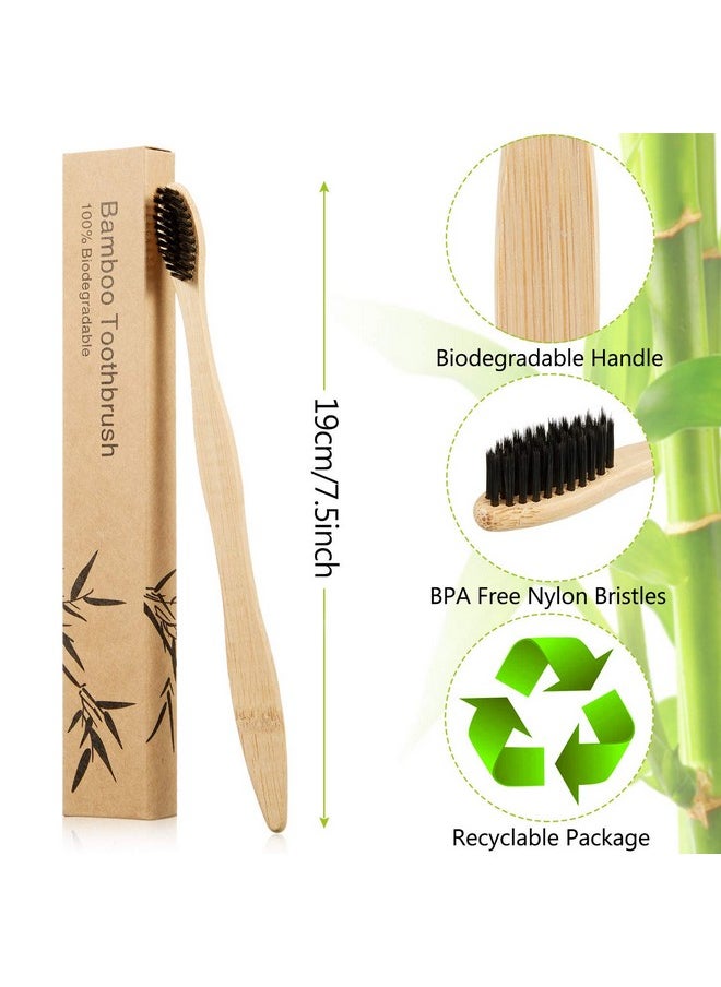 20 Pieces Bamboo Toothbrushes Reusable Charcoal Bamboo Toothbrush Natural Reusable Toothbrushes with BPA-free Soft Bristles and Natural Wooden Handle in Individually Packaged
