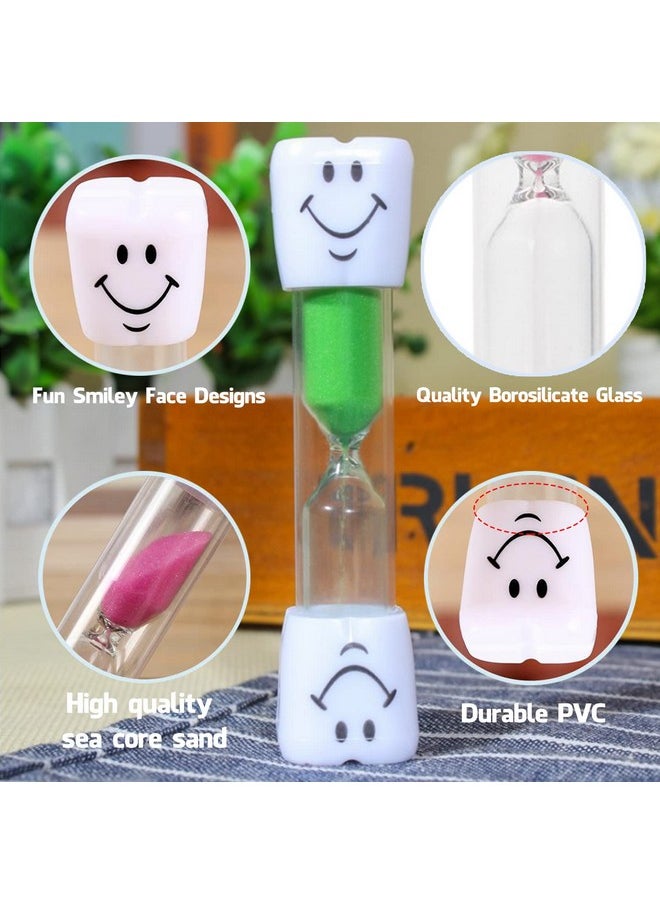 4 Pieces 3 Minute Toothbrush Sand Timer for Kids, Assorted Colors Tooth Shape Timers Plastic Hourglass for Proper Tooth Brushing Boys Girls Oral Care