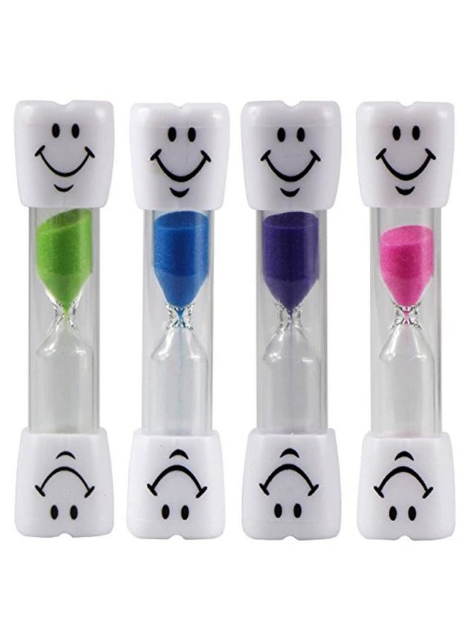 4 Pieces 3 Minute Toothbrush Sand Timer for Kids, Assorted Colors Tooth Shape Timers Plastic Hourglass for Proper Tooth Brushing Boys Girls Oral Care