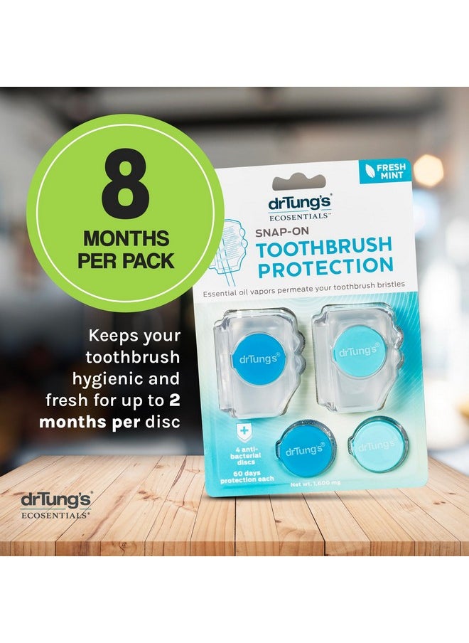 DrTung's Snap-On Toothbrush Protector, Releases Vapor from Essential Oils to Help Protect your toothbrush (2 Pack) (colors may vary)