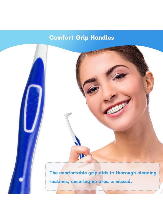 4-Pack Tuft Toothbrushes for Orthodontic Care, Interspace Tufted Brush with End-tuft Tapered Design, Soft Trim Bristles for Braces, Bridges, and Wisdom Teeth Gap, Dental Health Oral Care Tools