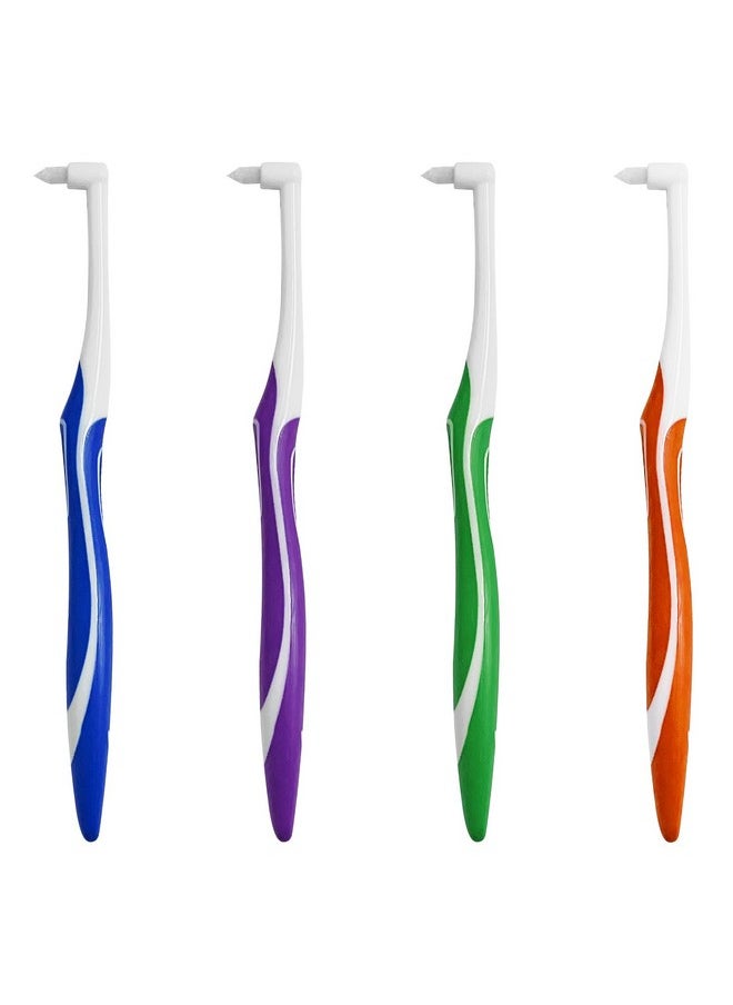 4-Pack Tuft Toothbrushes for Orthodontic Care, Interspace Tufted Brush with End-tuft Tapered Design, Soft Trim Bristles for Braces, Bridges, and Wisdom Teeth Gap, Dental Health Oral Care Tools