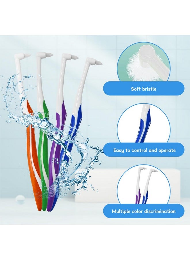 4-Pack Tuft Toothbrushes for Orthodontic Care, Interspace Tufted Brush with End-tuft Tapered Design, Soft Trim Bristles for Braces, Bridges, and Wisdom Teeth Gap, Dental Health Oral Care Tools