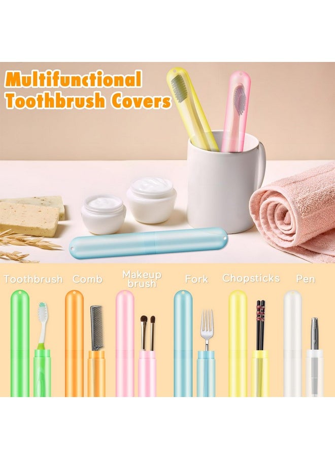 HOFASON 24PCS Large Travel Toothbrush Case Holder, Toothbrush Holders Bulk, Kids Classroom Plastic Pencil Case 8x1.2x0.8 inches, Portable Toothpaste Case Cover Protector for Travel Use (6 Colors)