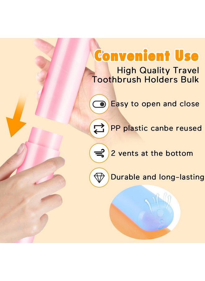 HOFASON 24PCS Large Travel Toothbrush Case Holder, Toothbrush Holders Bulk, Kids Classroom Plastic Pencil Case 8x1.2x0.8 inches, Portable Toothpaste Case Cover Protector for Travel Use (6 Colors)